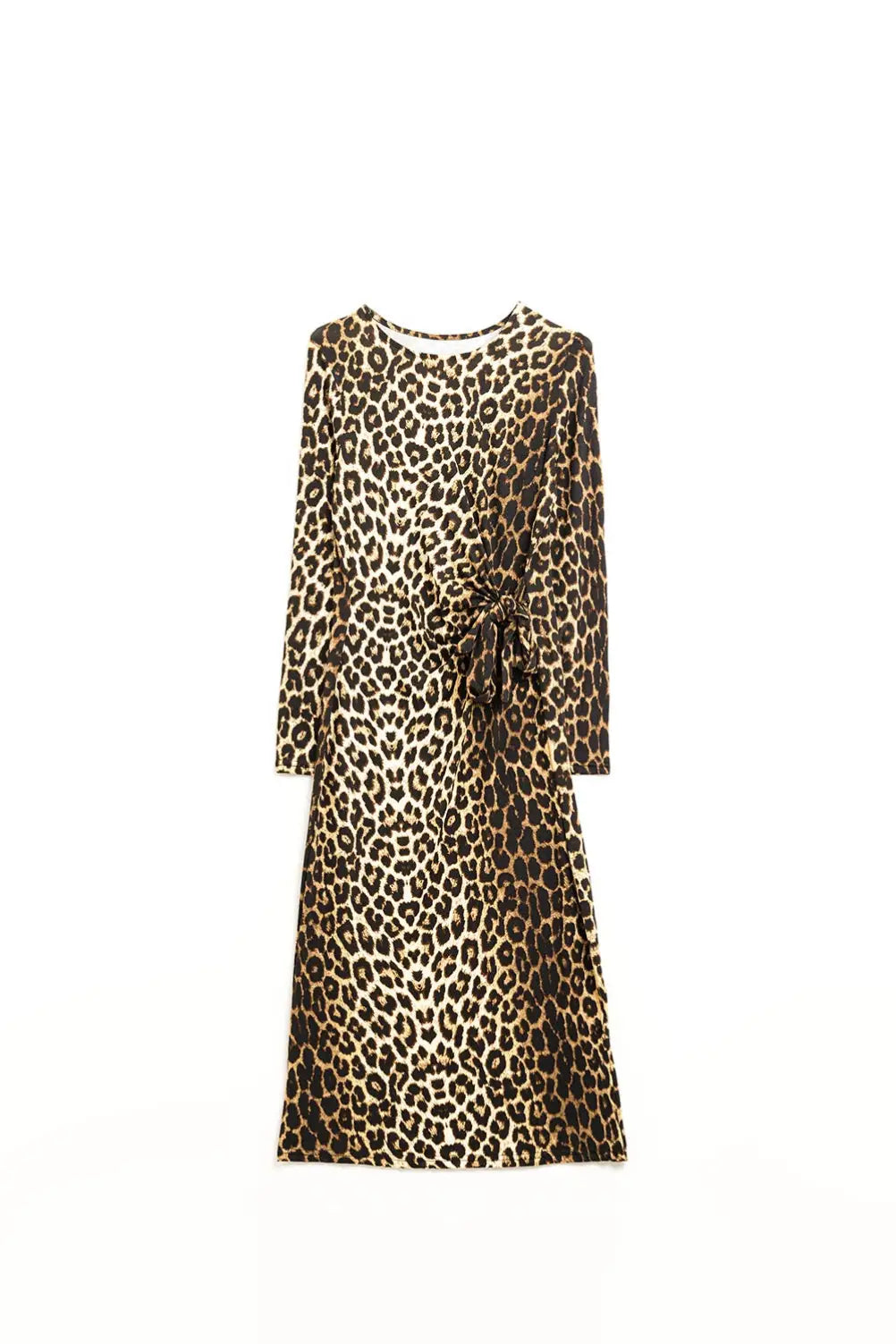 Leopard print Spandex dress with bow detail - Dresses