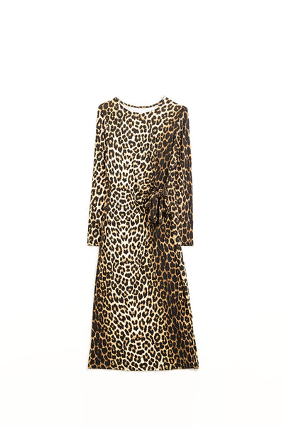 Leopard print Spandex dress with bow detail