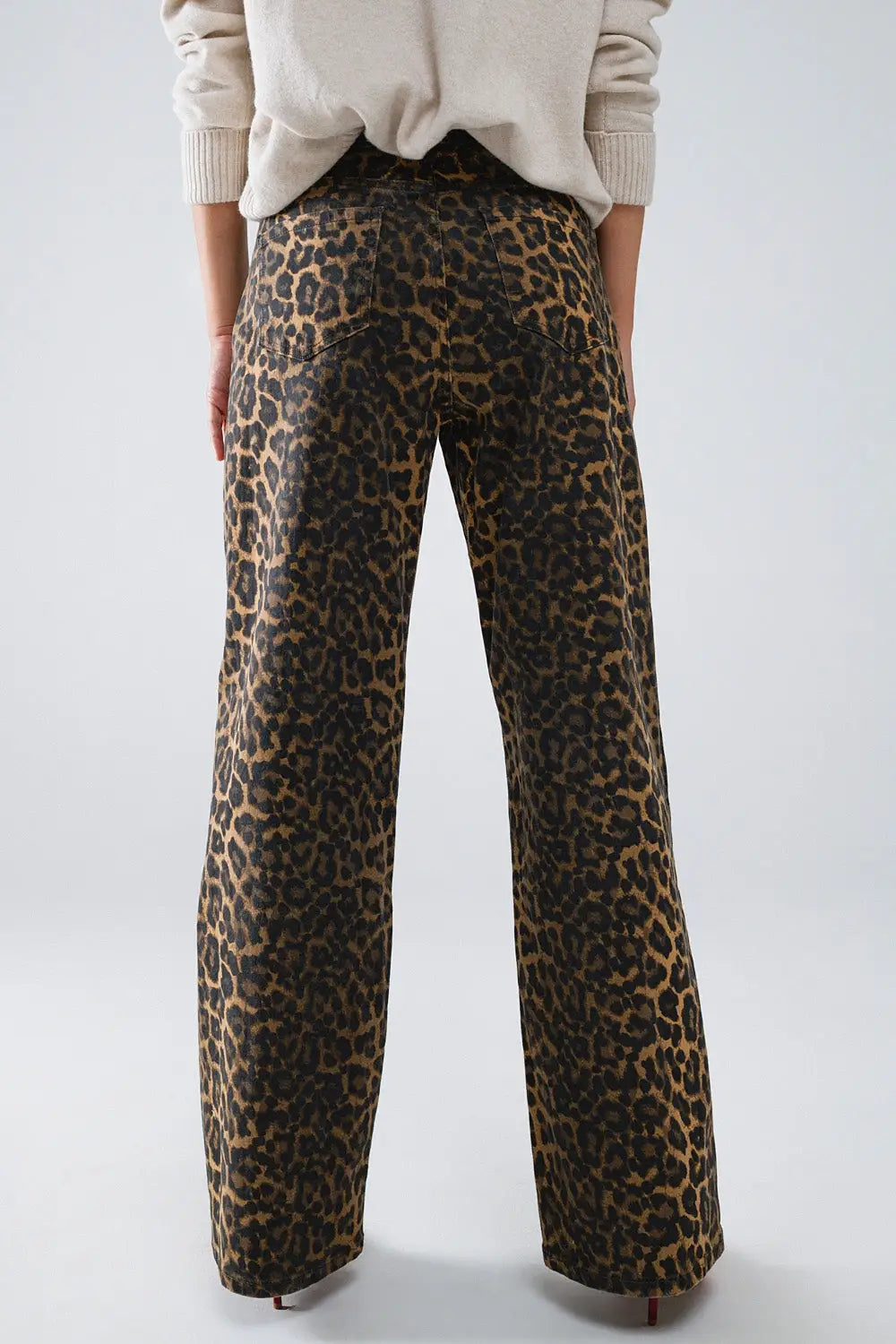 Leopard Print Straight Leg Jeans - Pants