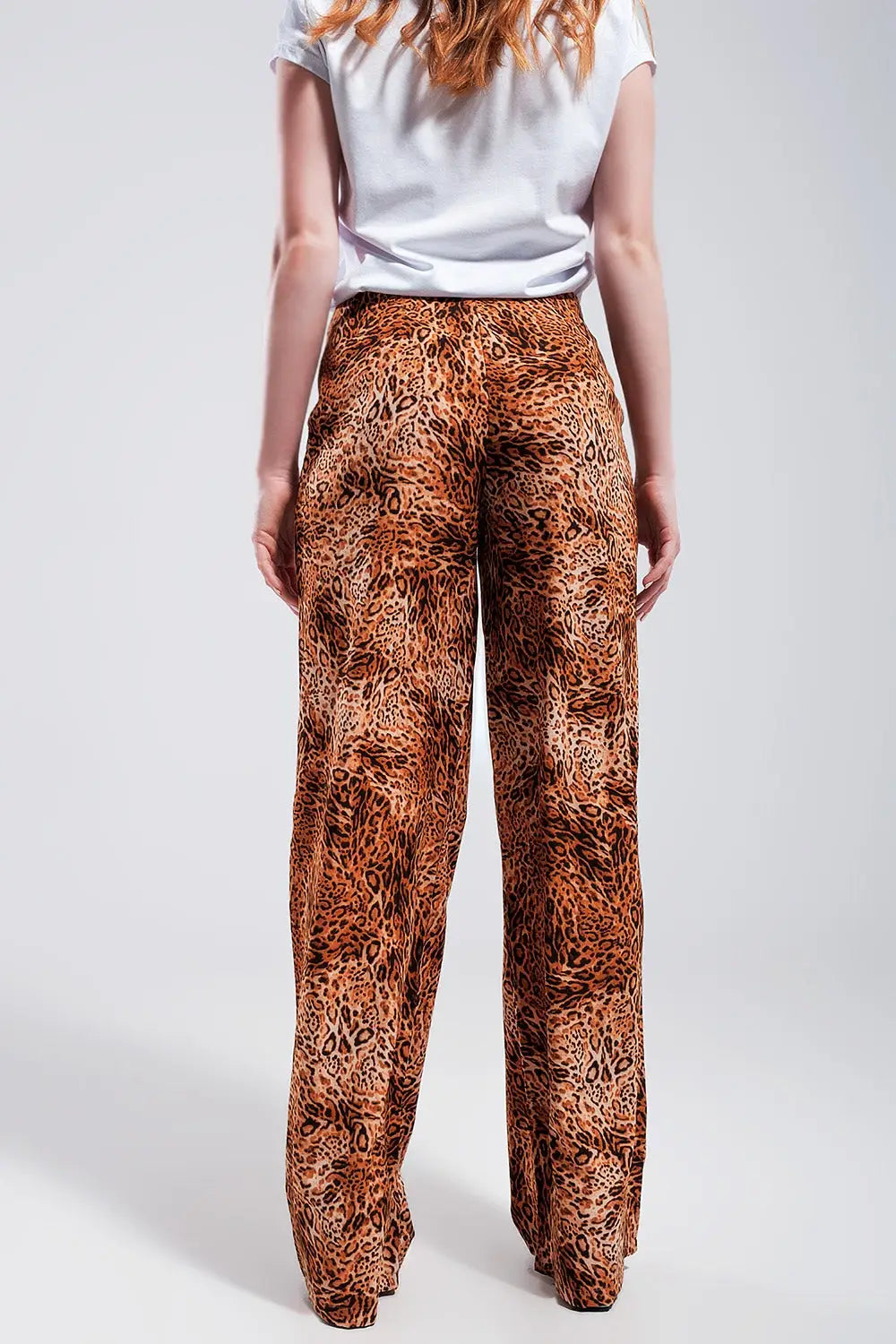 Leopard print wide leg pants in Brown - Pants