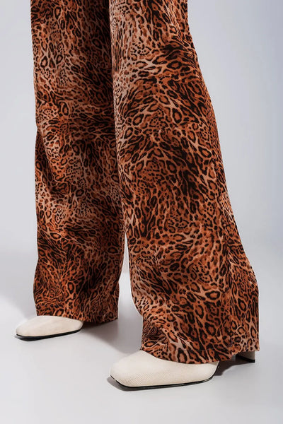 Leopard print wide leg pants in Brown - Pants