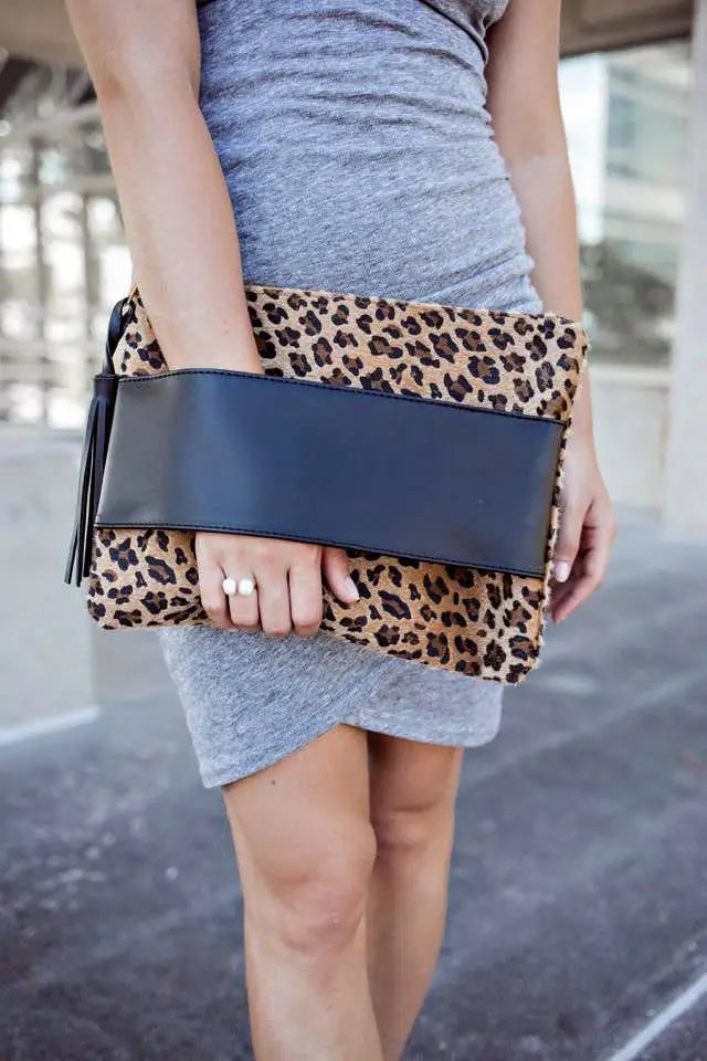 Clara Leopard Clutch - Melissa Jean Boutique