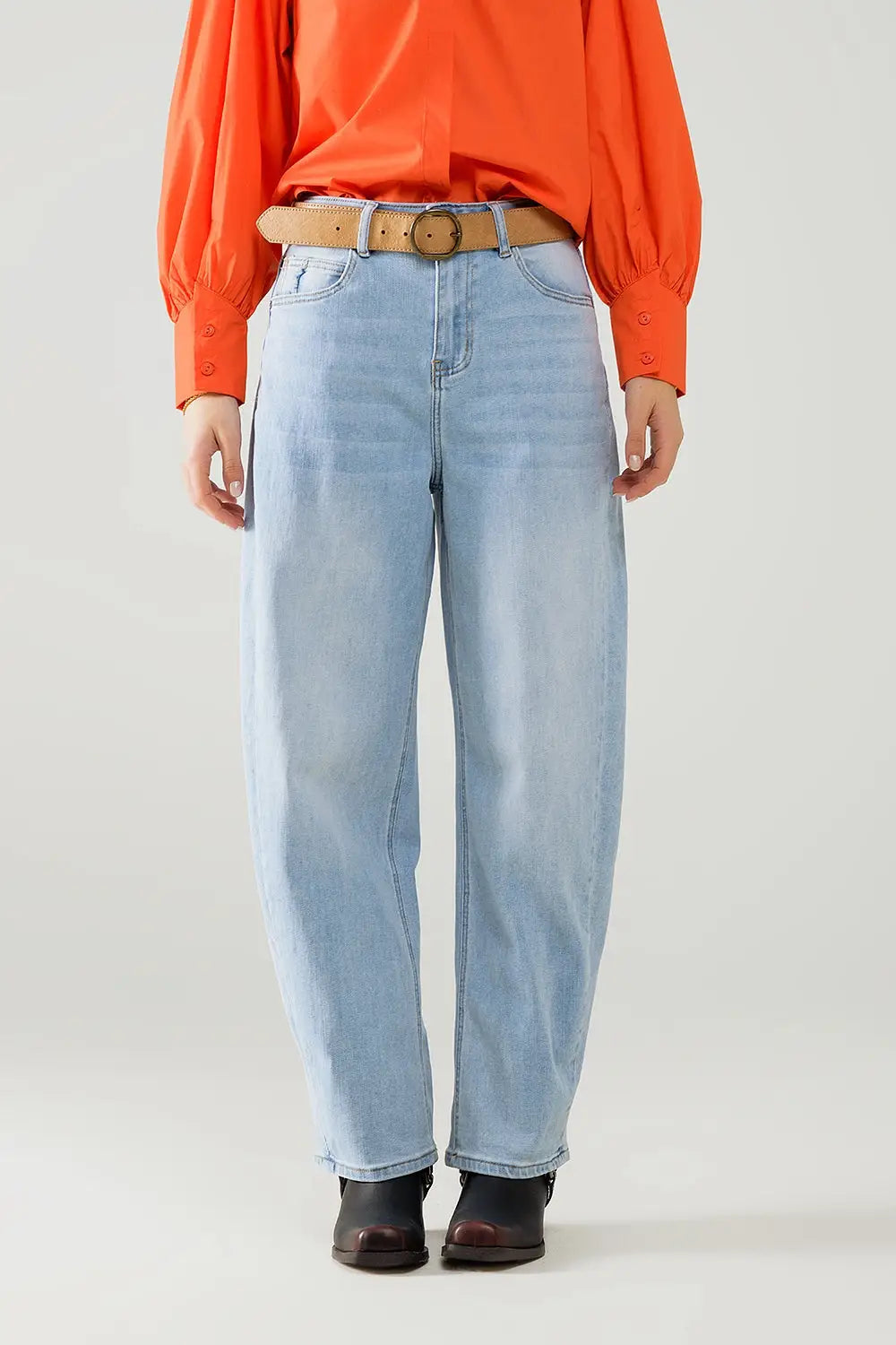 Light Blue denim bubble Leg Jeans with high waist - Jeans