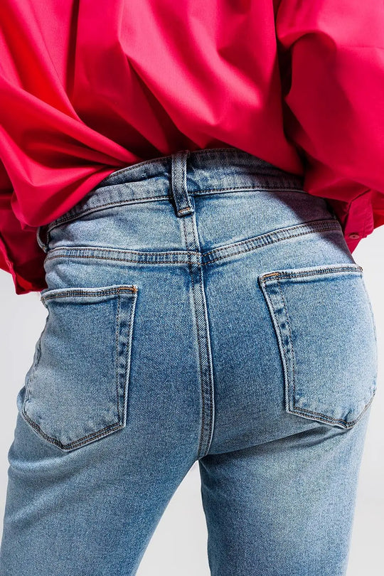 Light blue double rip jeans - Jeans