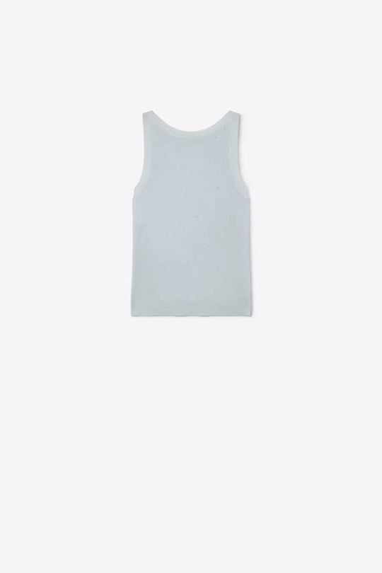 Q2 Light Blue fine Knit Shiny Glitter Top
