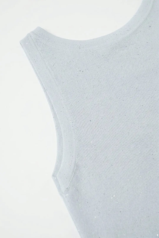 Light Blue fine Knit Shiny Glitter Top - One Size / Blue