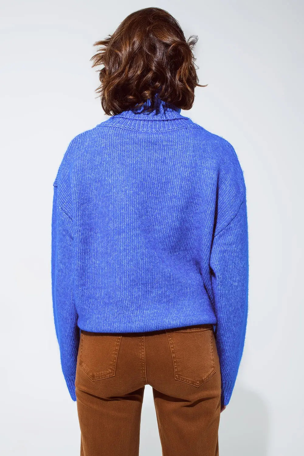 Light blue fluffy sweater with trutleneck - Sweaters