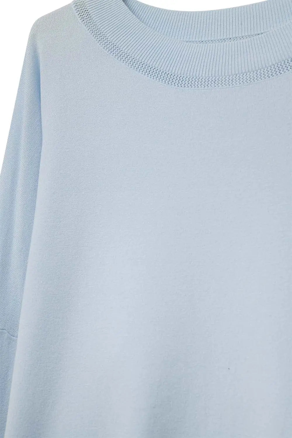light blue knit sweater with mesh collar detail - One Size / Blue