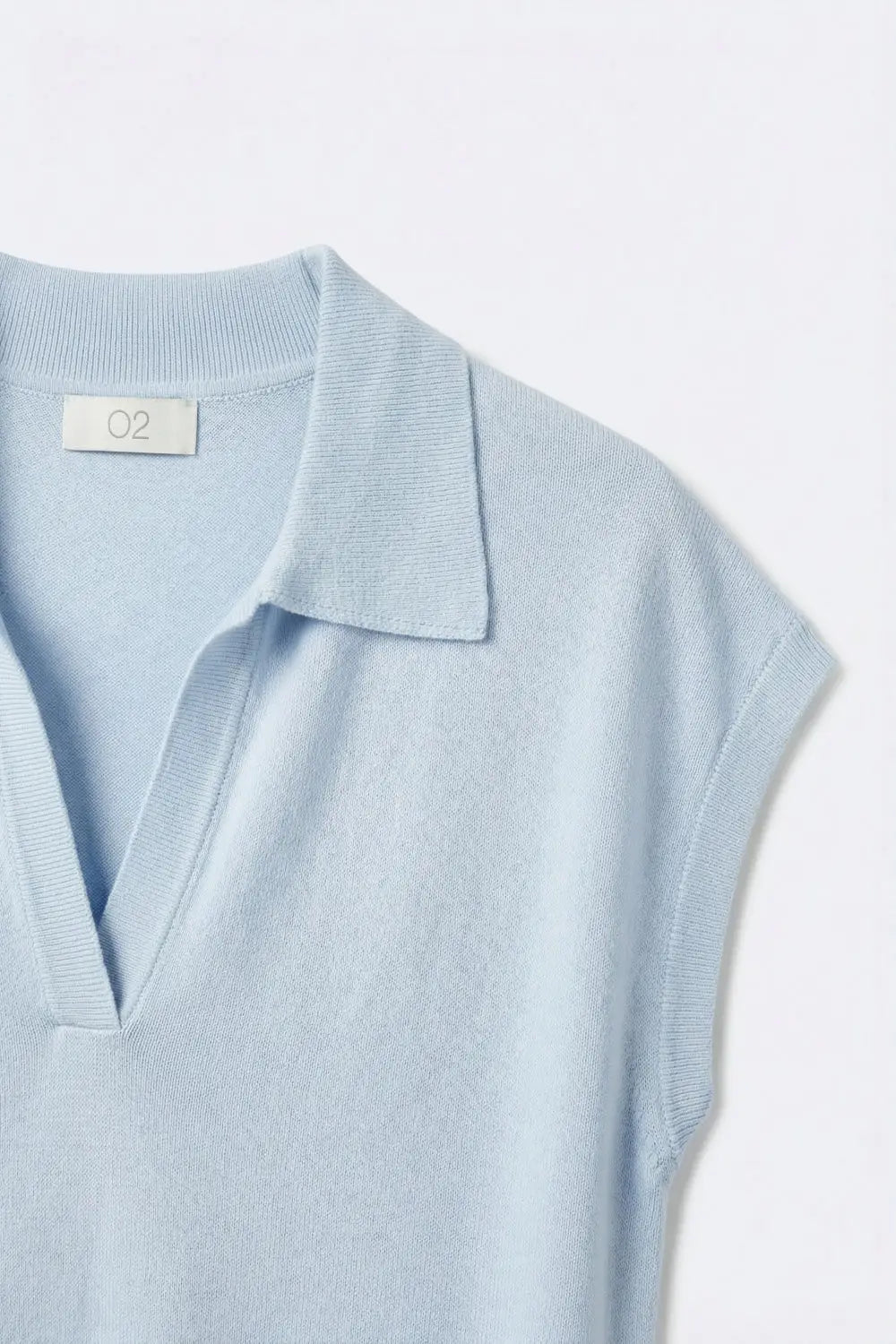 Light Blue lighweight Knit Sleeveless Polo - One Size / Blue