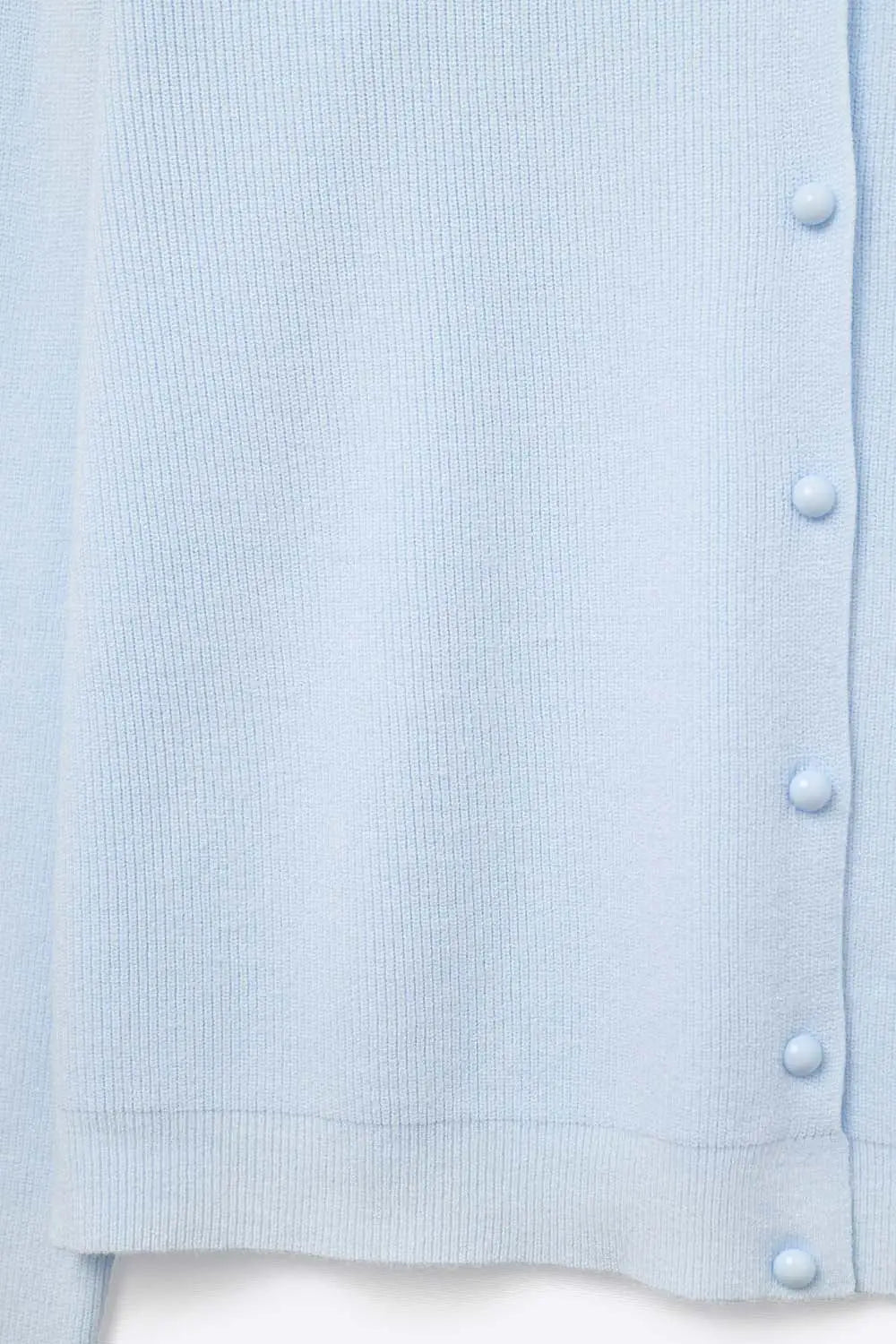 Light blue Ribbed Knit Cardigan with Mother-of-Pearl Buttons - One Size / Blue