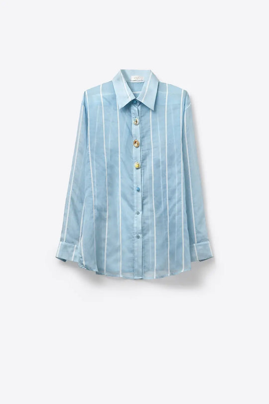 light blue Sheer shirt with Vintage Button-Up - Shirts