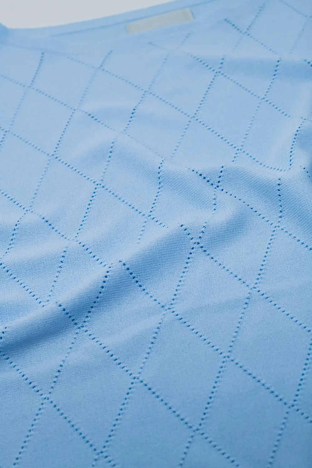 Light Blue Sweater In Argyle Print With Boat Neck - One Size / Blue - Sweaters