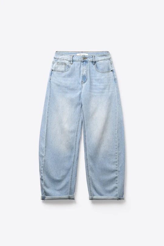 Light Blue Wide-Leg Relaxed Fit Denim Jeans - Jeans