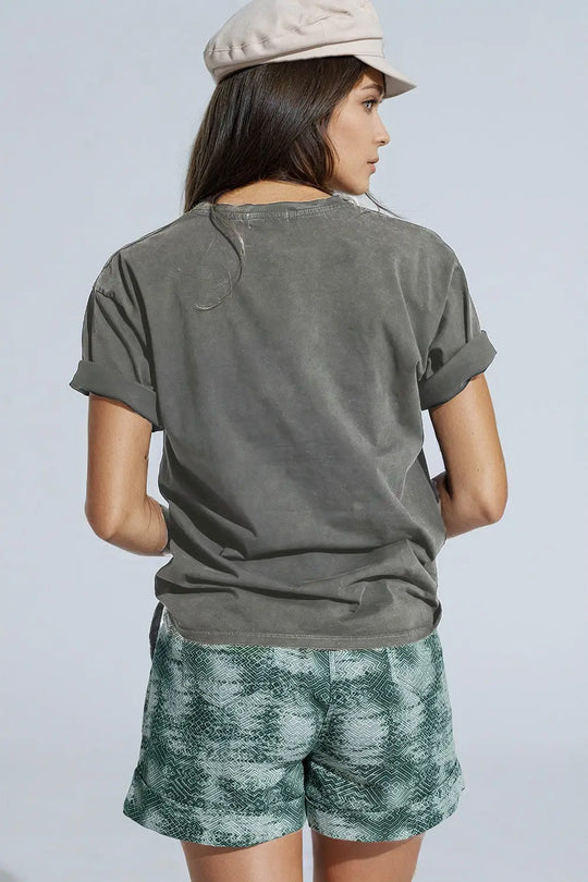 Light Grey T-shirt With famous Names Logos At The Front - One Size / Grey - Tops