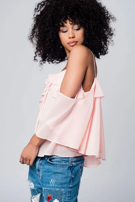 Light pink cold shoulder top - Shirts