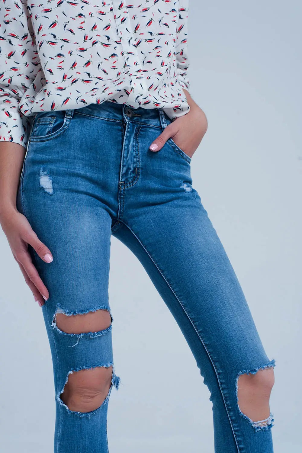 Light ripped skinny jeans in blue - Jeans