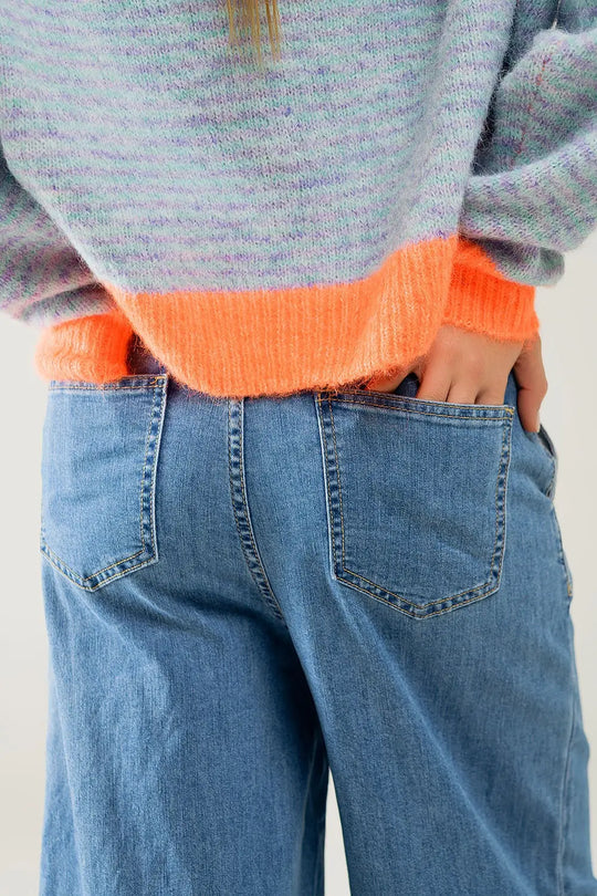 light wash extra wide leg jeans with pleats - Jeans