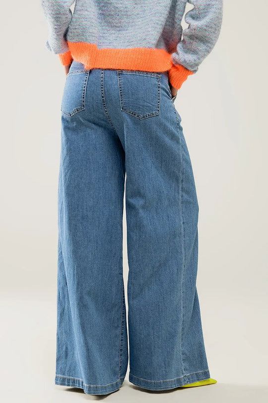 light wash extra wide leg jeans with pleats - Jeans
