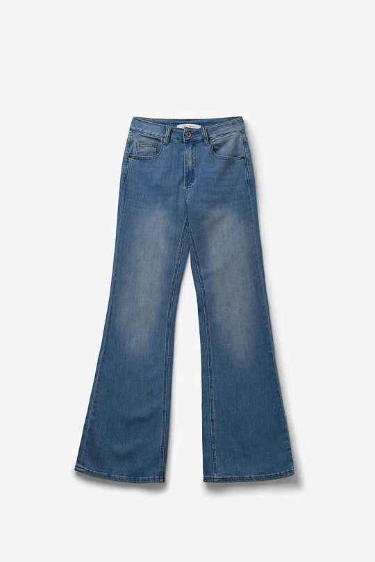 Light Wash Flared Stretch Jeans - Jeans