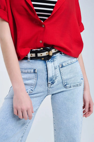 Light wash jeans with wide leg and pockets - Jeans