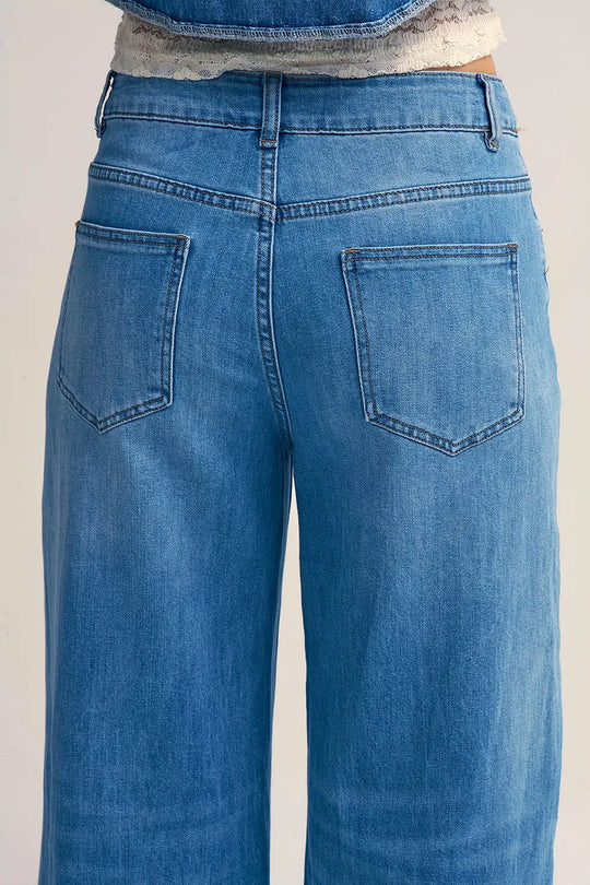Light-Wash Wide-Leg Jeans with Drawstring Waist - Jeans