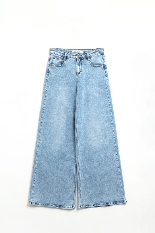 Q2 light wash Wide Leg Jeans