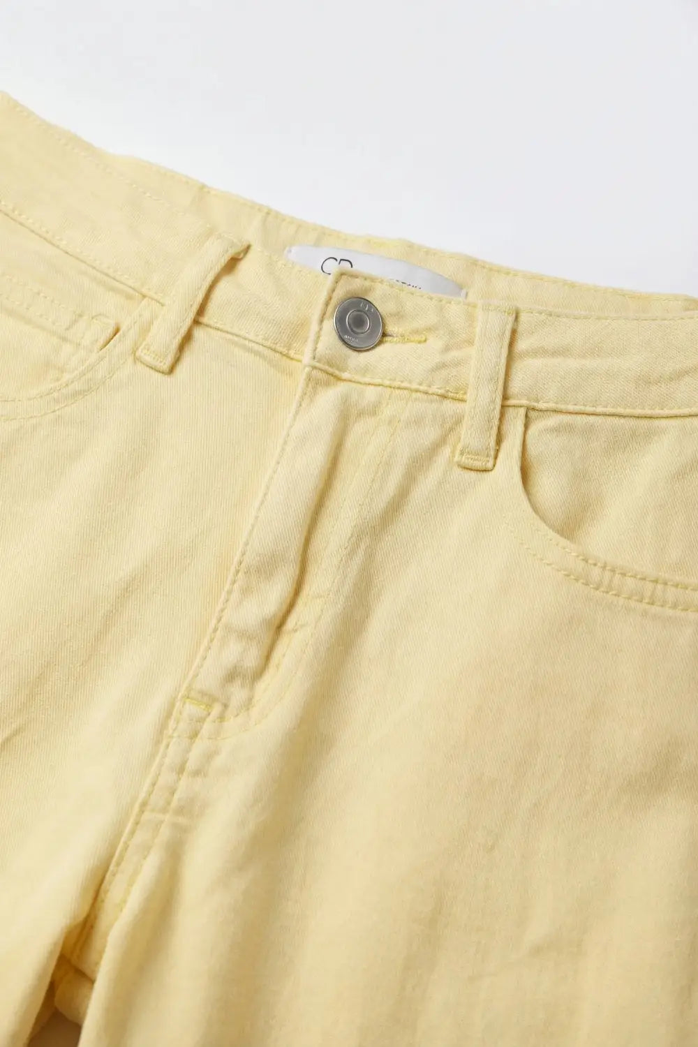 Light Yellow Wide-Leg Cotton Pants with side seam - Jeans