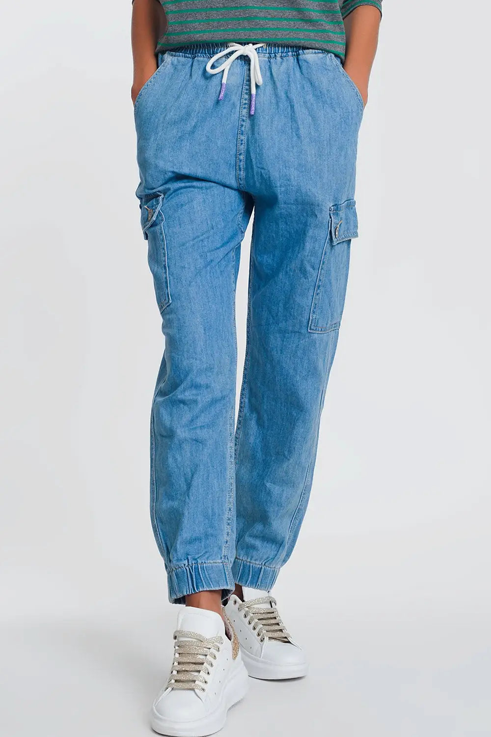 Lightweight denim jogger with pockets in light denim - Jeans