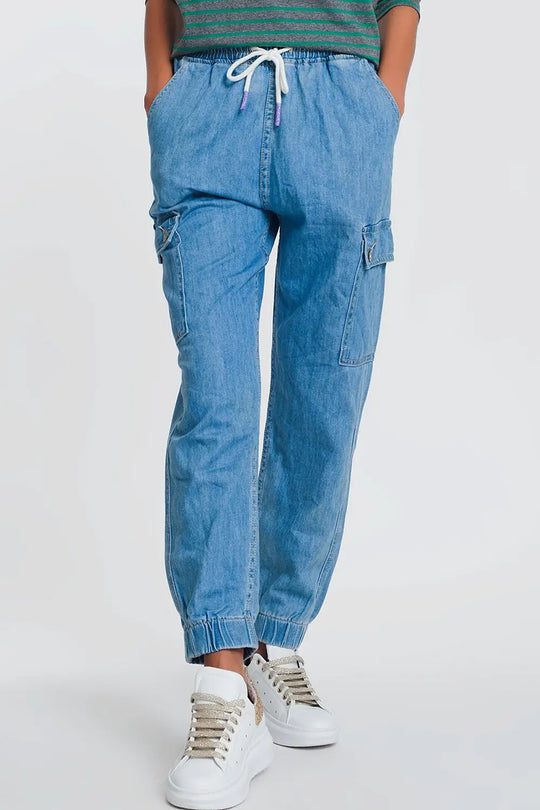 Lightweight denim jogger with pockets in light denim - Jeans