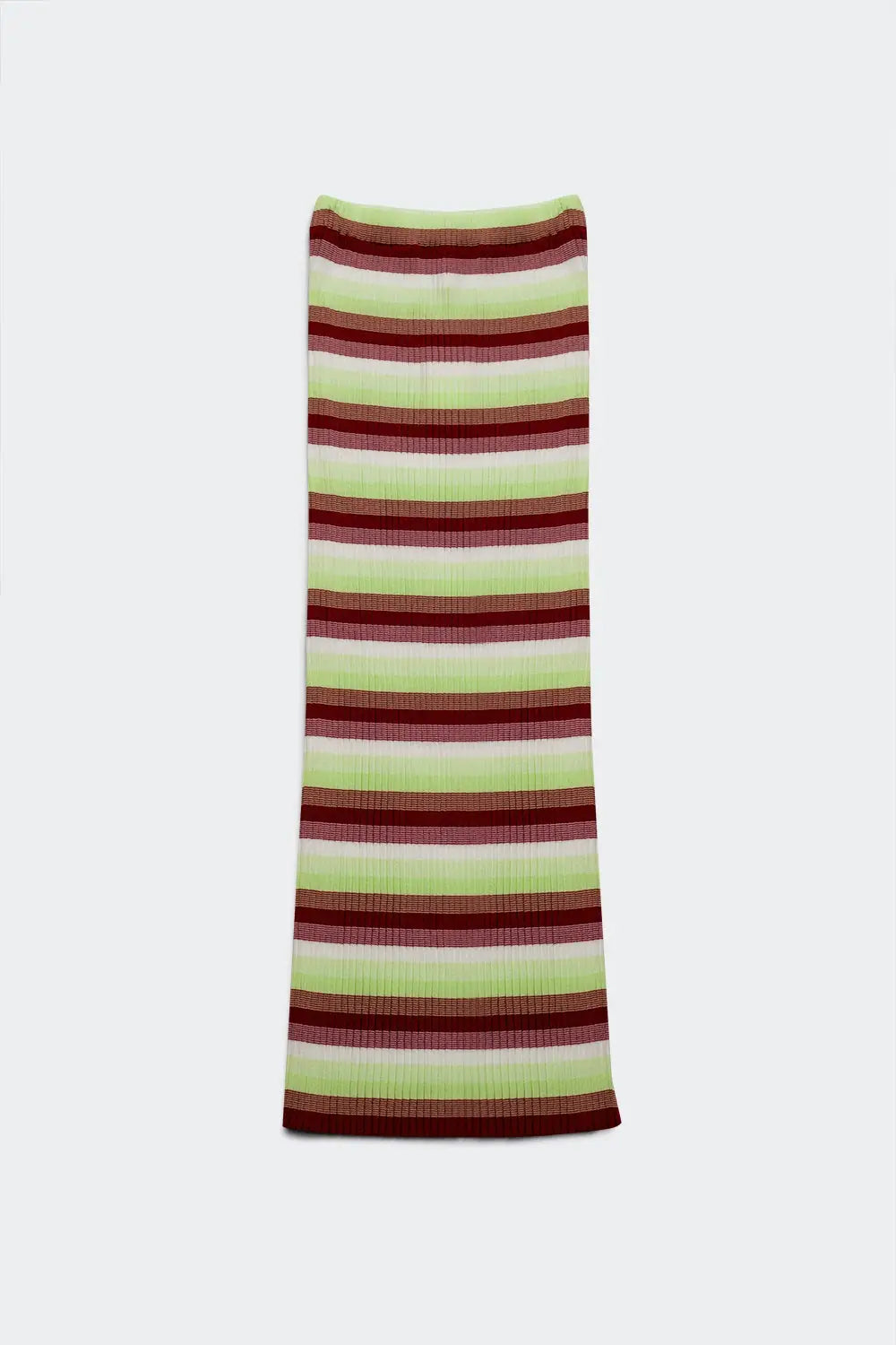 Q2 Lightweight knit maxi skirt in green stripe