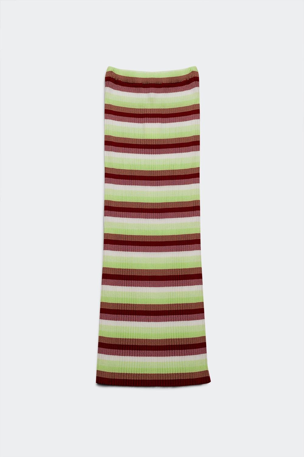 Q2 Lightweight knit maxi skirt in green stripe