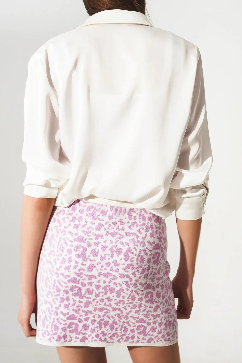 Lightweight knit mini skirt in lilac animal print - Skirts