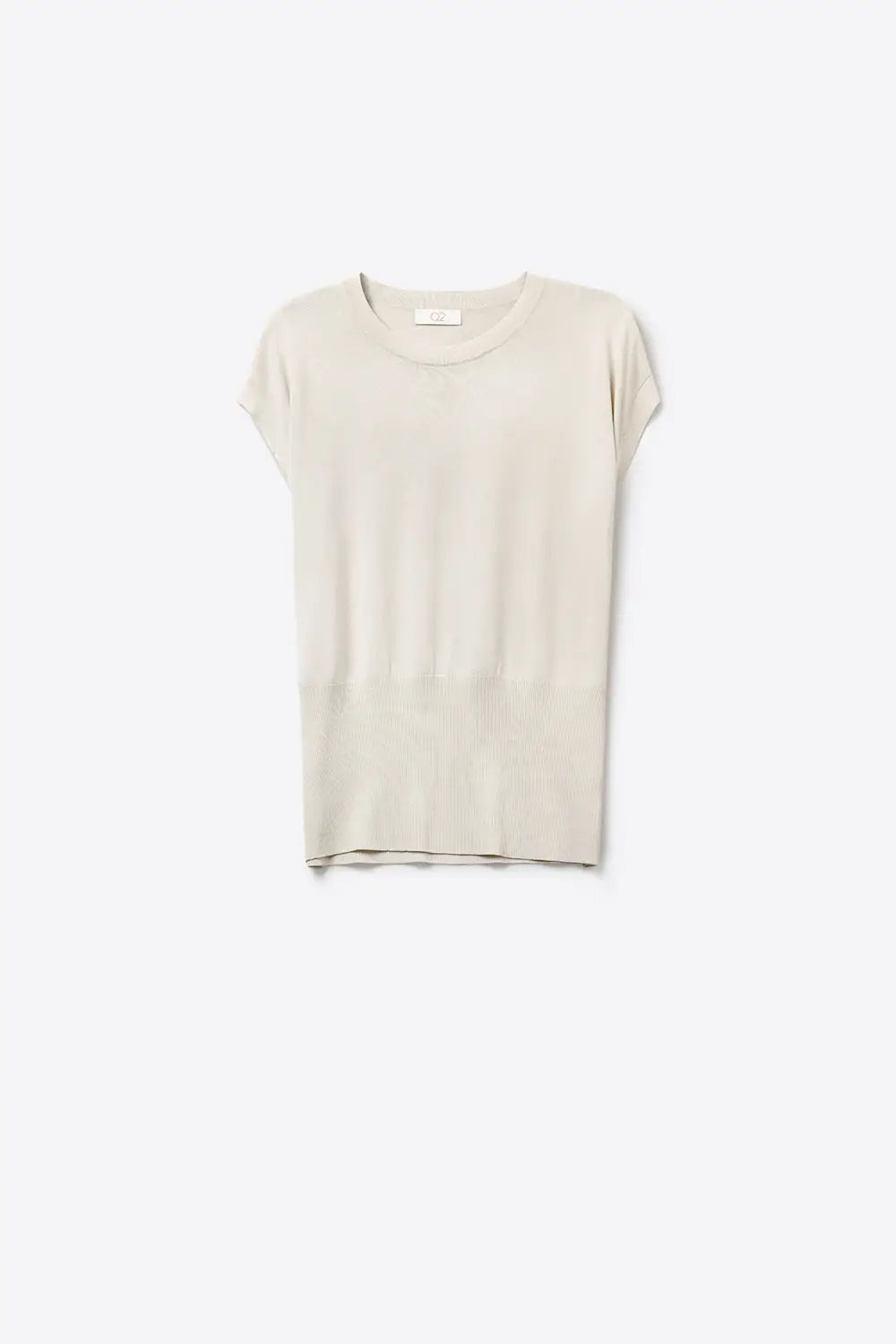 Lightweight Knit sweater with Wide Ribbed Waistband in beige - One Size / Beige