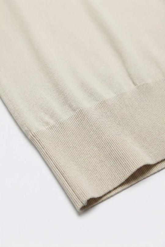 Lightweight Knit sweater with Wide Ribbed Waistband in beige - One Size / Beige