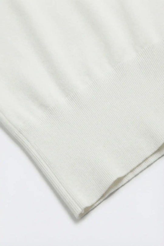 Lightweight Knit sweater with Wide Ribbed Waistband in white - One Size / White