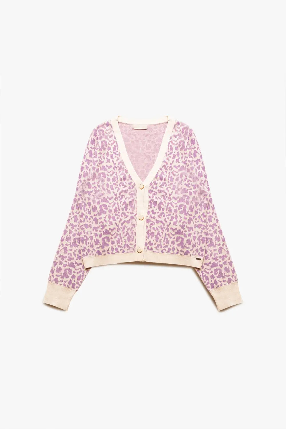 Lightweight knitted cardigan in lilac animal print - Sweaters