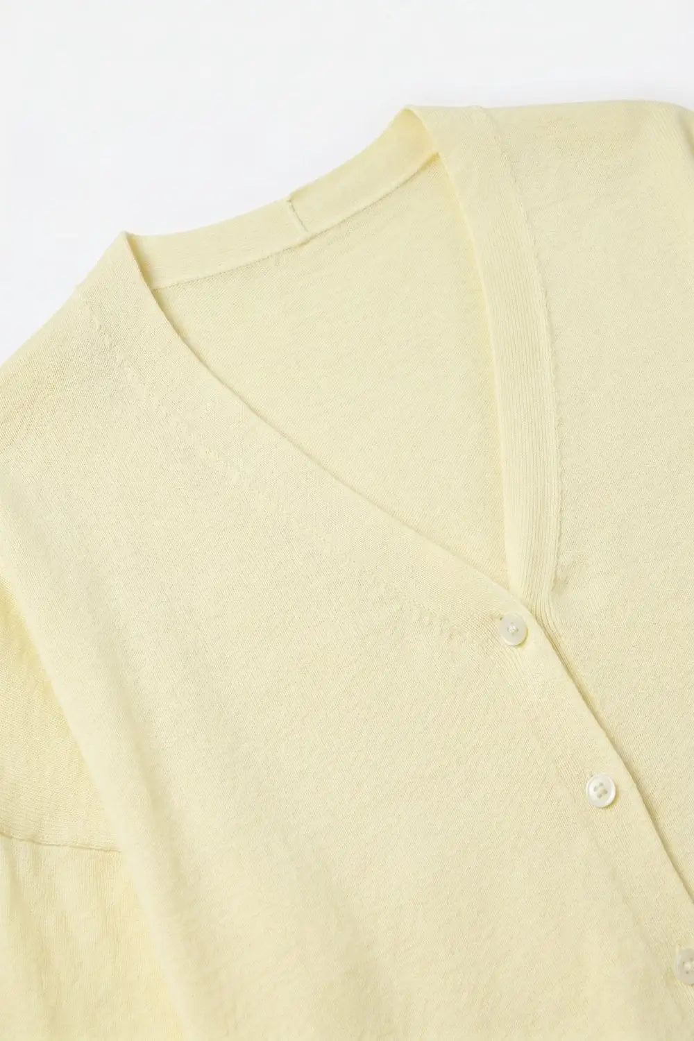 Lightweight knitted V-Neck Cardigan in Soft butter Yellow - One Size / Yellow