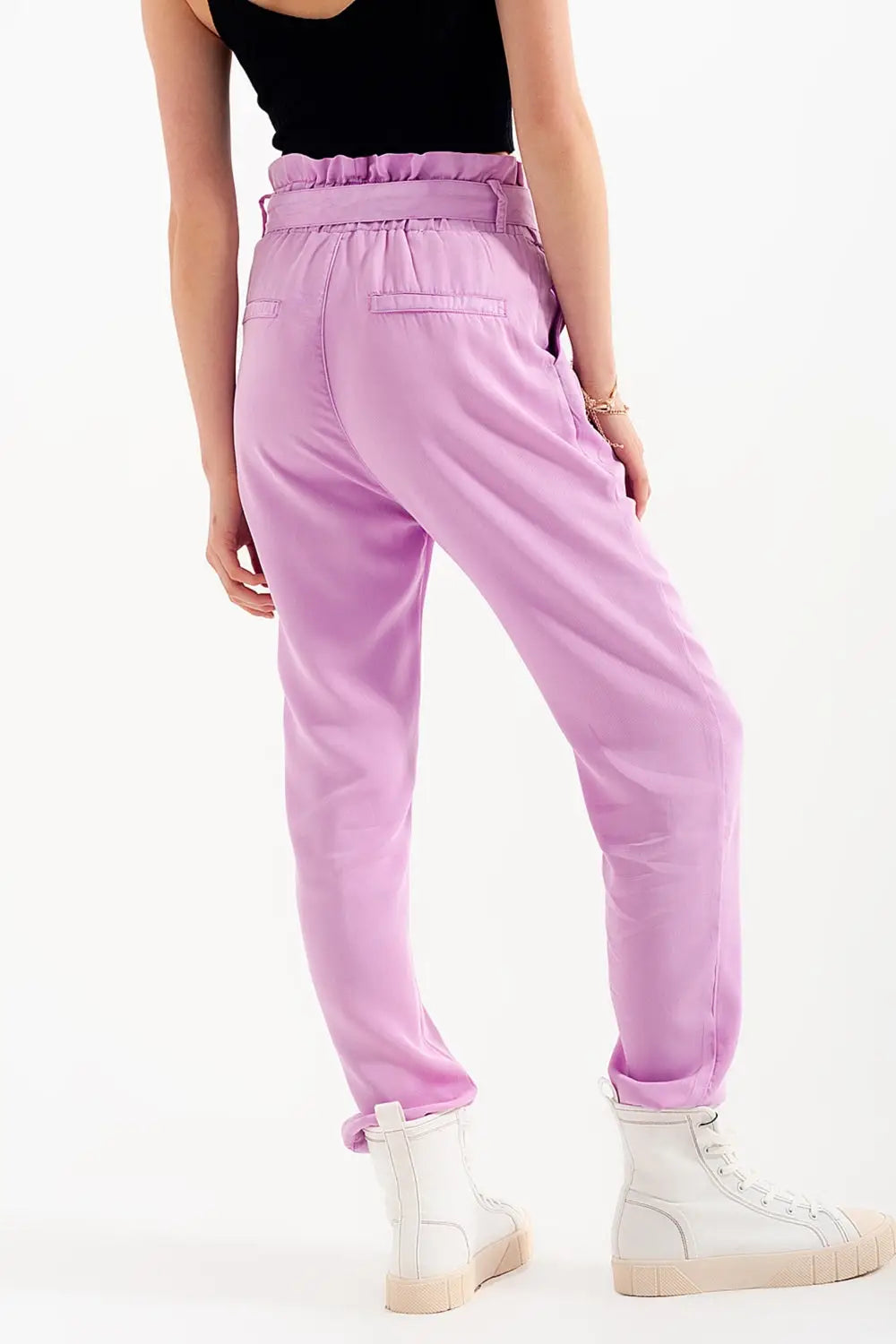 Lightweight Pants with tie waist in purple - Pants