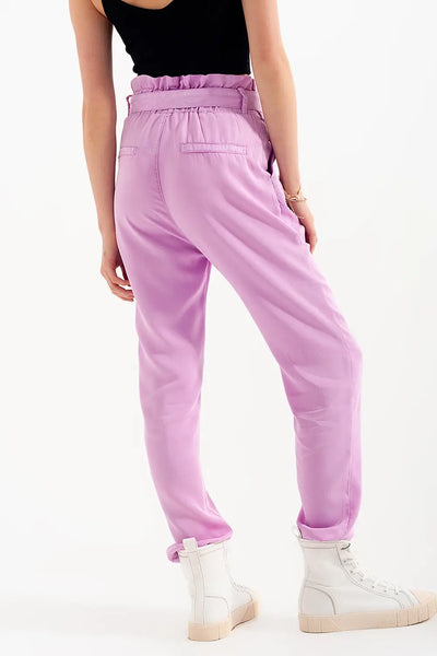 Lightweight Pants with tie waist in purple - Pants