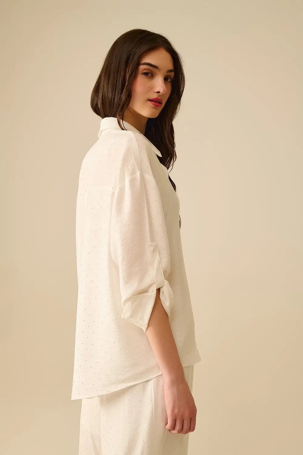 lightweight white shirt with rhinestone details - Shirts