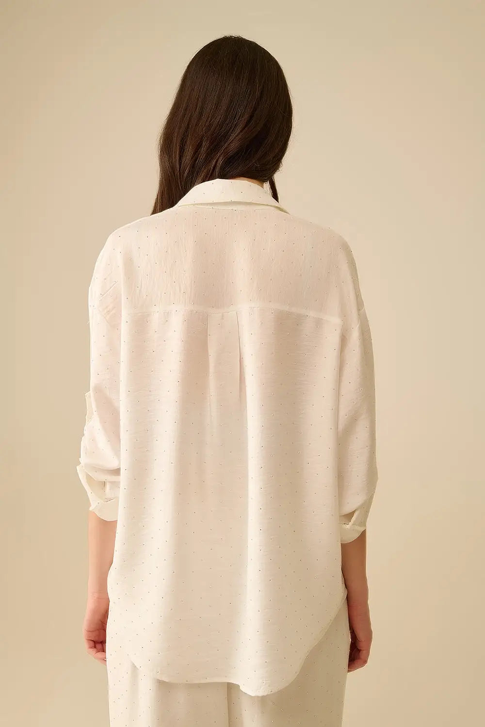 lightweight white shirt with rhinestone details - Shirts