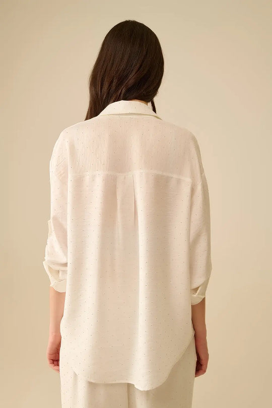 lightweight white shirt with rhinestone details - Shirts