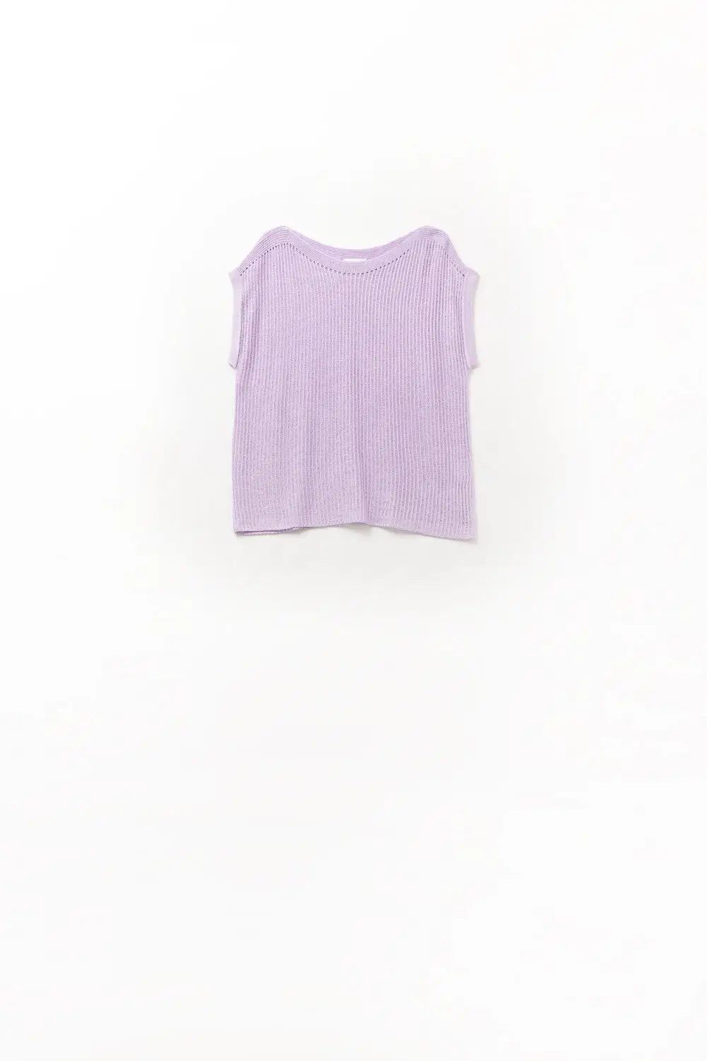 Q2 Lilac boat neck mesh sweater with dropped sleeves