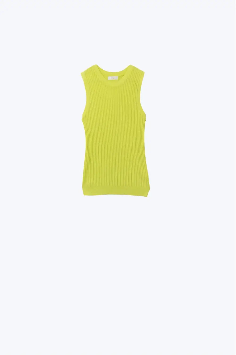 Q2 Lime Green Sleeveless Ribbed Knit Top