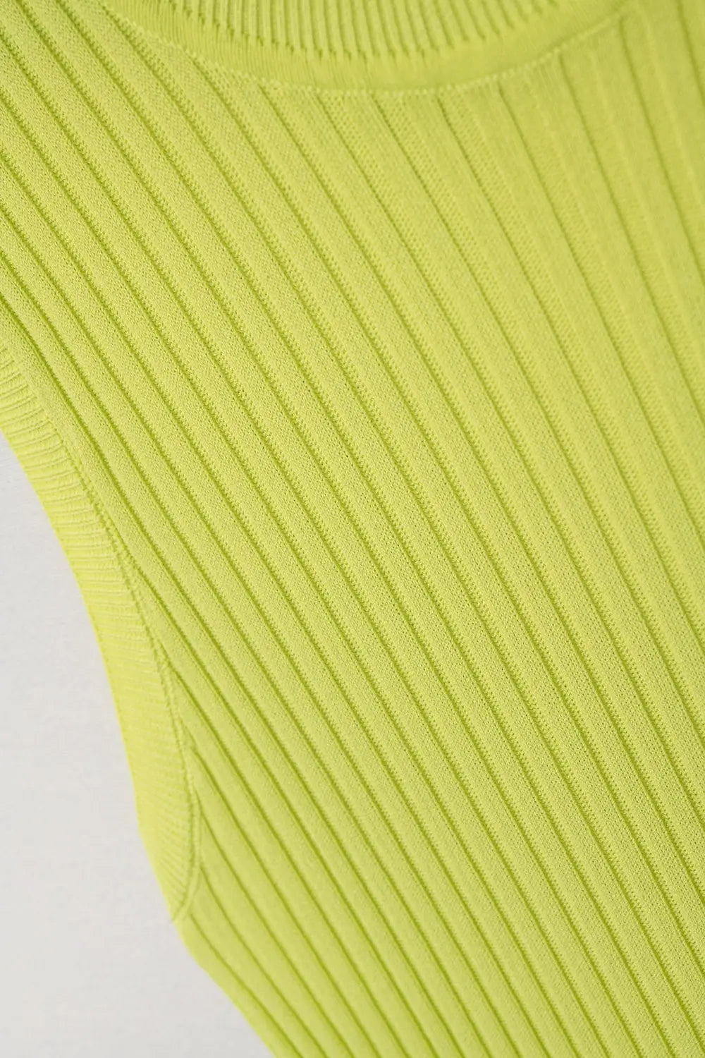 Lime Green Sleeveless Ribbed Knit Top - One Size / Green - Sweaters