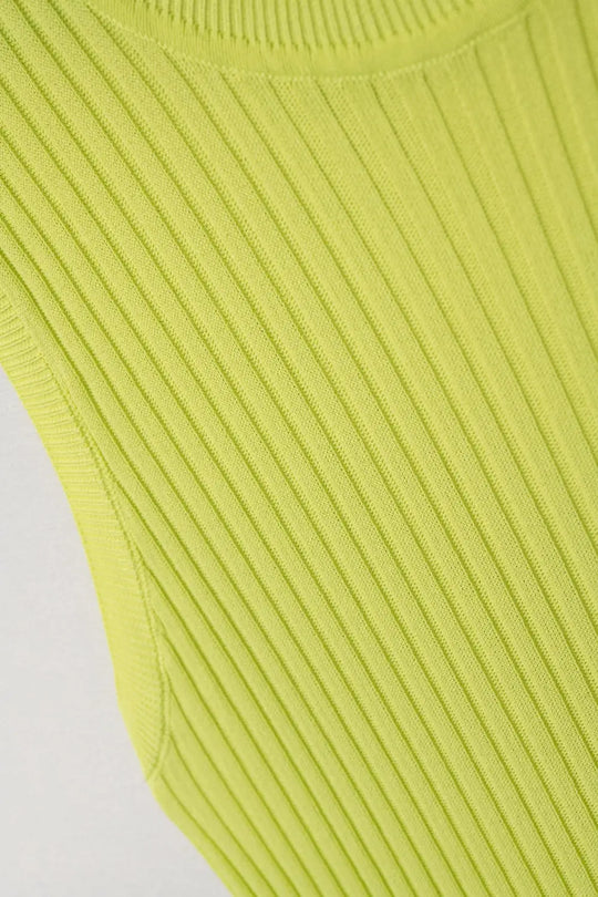 Lime Green Sleeveless Ribbed Knit Top - One Size / Green - Sweaters