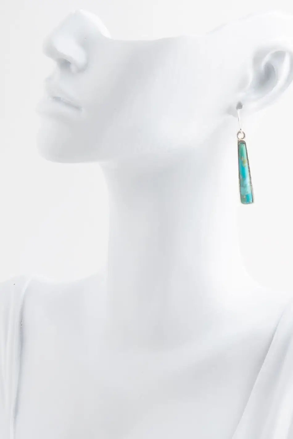 Line Blue Turquoise Sterling Silver Drop Earrings - Earrings