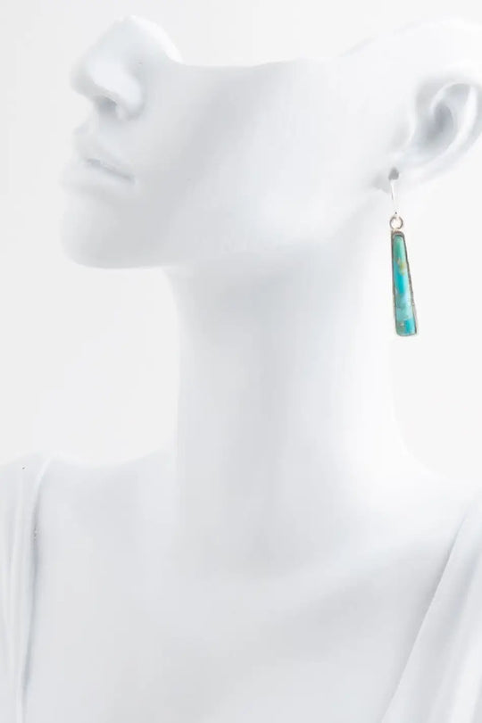 Line Blue Turquoise Sterling Silver Drop Earrings - Earrings