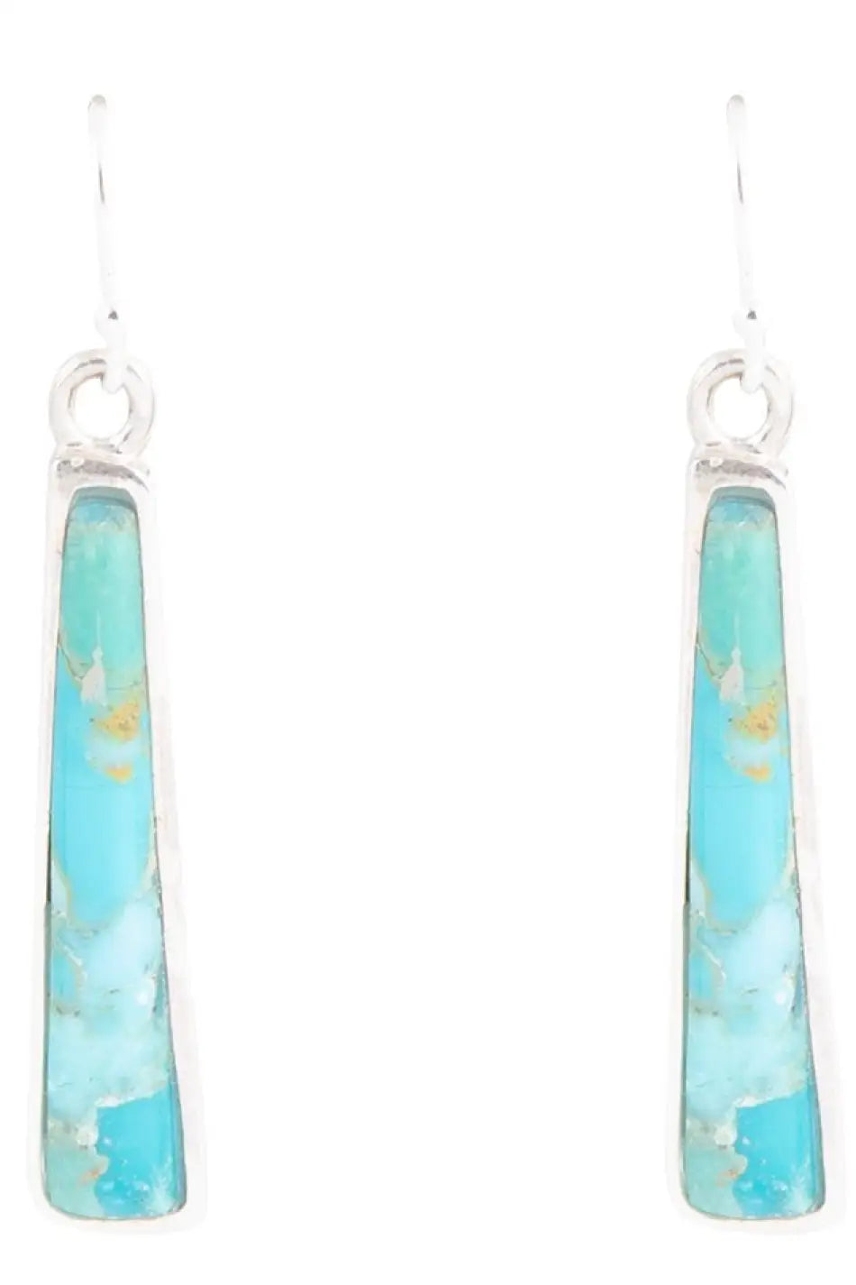 Line Blue Turquoise Sterling Silver Drop Earrings - Earrings