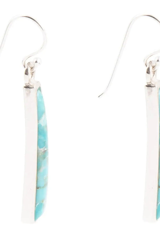Line Blue Turquoise Sterling Silver Drop Earrings - Earrings
